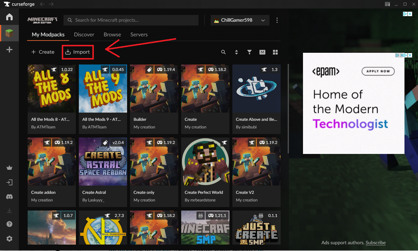 CurseForge App Screenshot