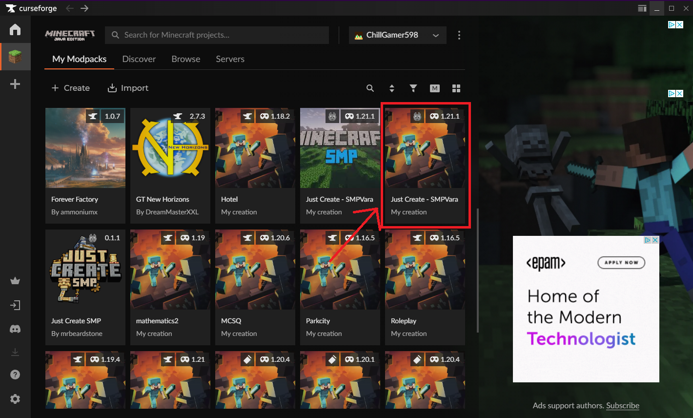 CurseForge App Screenshot